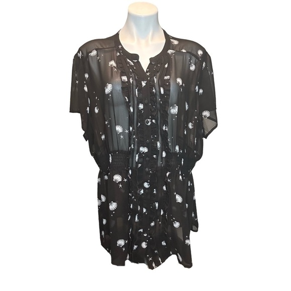 Torrid Sheer Peplum Short Sleeve Ruffled Blouse with Shells, size 3 - Picture 5 of 12